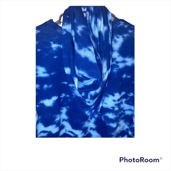 Coca Cola Women’s Crop Top T-shirt Red. Blue Tie Dye Oversized Size XL w/ Bandn. - Picture 6 of 7